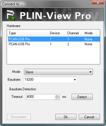 PLIN-View Pro Connect Dialog
